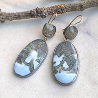 Black Sunstone and Dendritic Quartz Earrings